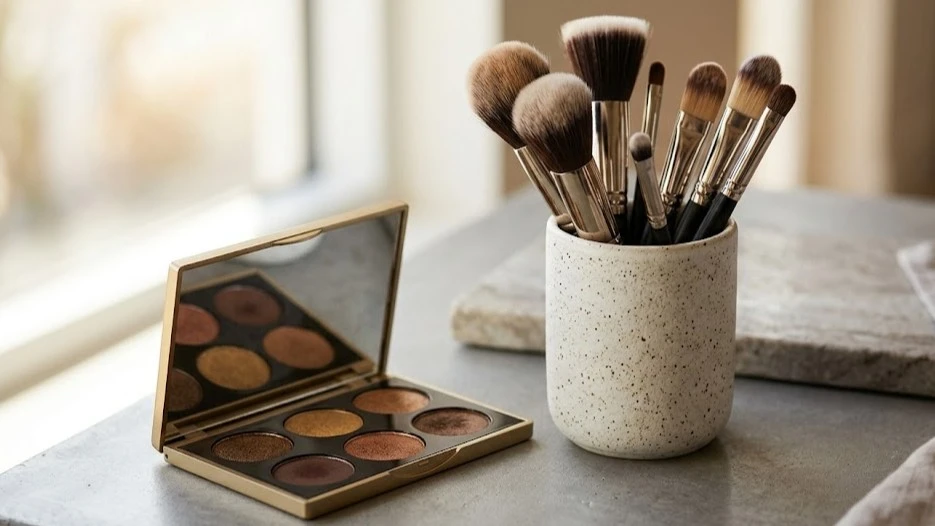 Matériel professionnel pour maquillage de mariée et mise en beauté événementielle.
